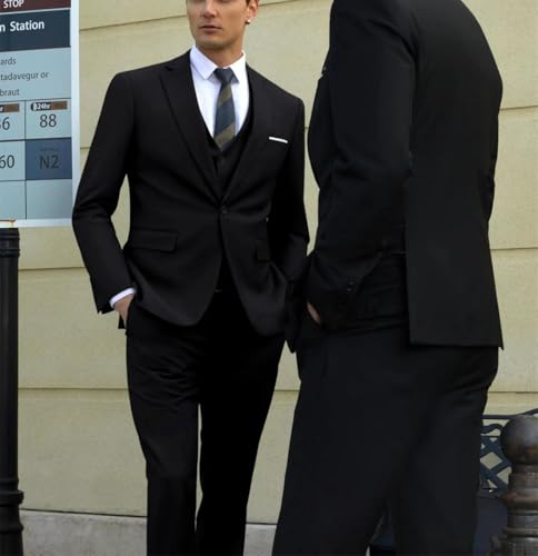 Men's 3 Piece Formal Suit Slim Fit Blazer Vest and Pants Classic Business Wedding Groom Tuxedo Coffee4