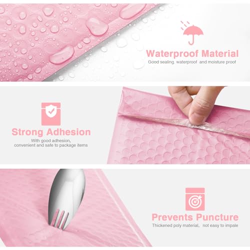 Image of METRONIC Bubble Mailers 6x10 Inch 100 Pack Light Pink Padded Envelopes | Usable Size 6x9 inch Waterproof Bubble Mailer Self-Seal Cushion Mailing Envelopes Bubble Padded for Shipping Makeup Jewelry Bulk