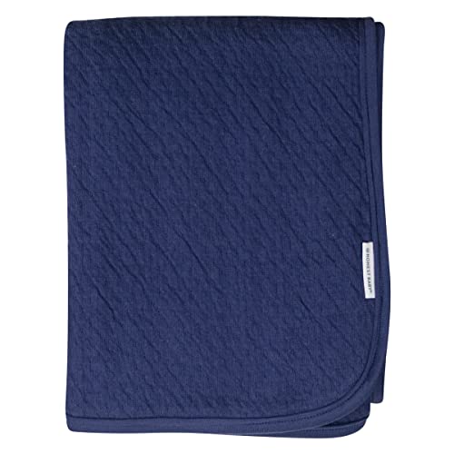 Image of HonestBaby Matelasse Reversible Receiving Blanket 100% Organic Cotton for Baby Boys, Girls, Compass /Navy, One Size
