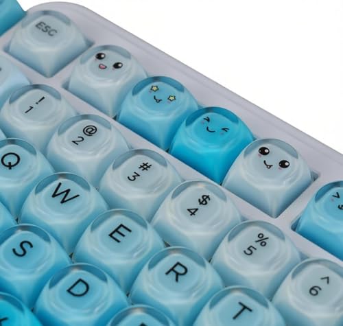 Image of PBT Jelly Keycaps, 132 Keys HOA Profile Keycaps, Blue Key caps, Cute Custom Keycap for MX Switches Mechanical Keyboard
