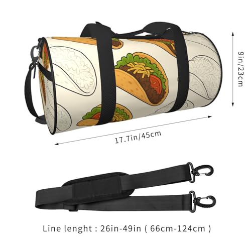 Sports Duffel Bag Taco Pattern Foldable Travel Tote Bag Weekender Sleepover Carry On Bag2