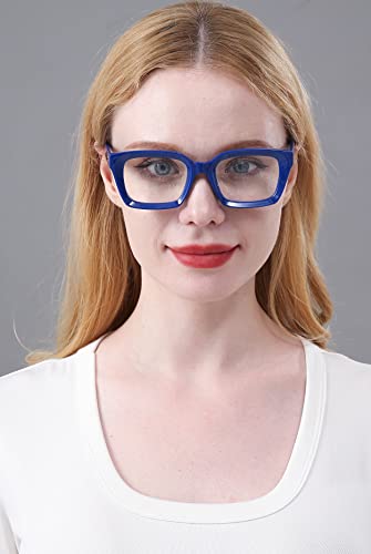 Image of REAVEE 3 Pack Oversized Reading Glasses for Women Men Blue Light Blocking, Ladies Stylish RetroSquare Large Computer Readers (Black Blue Grey Leopard 1.25x)