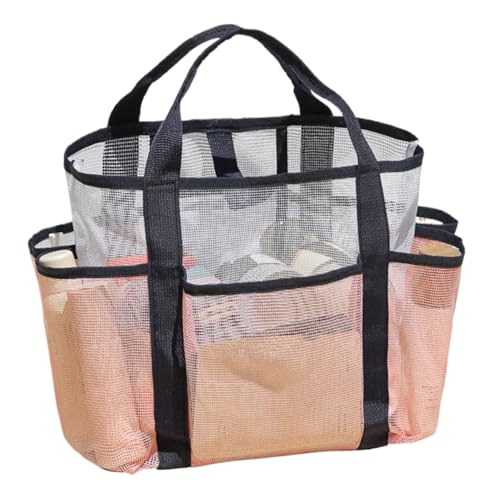 Mesh Beach Bag Women, Multi-Pocket Large Travel Tote, Lightweight Sand-Free Organizer for Towels Swimsuits Hats Scarves Toys,