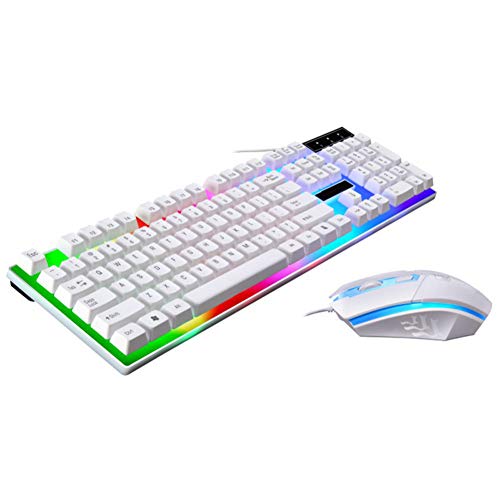 Image of Keyboard Led Backlit Multimedia Ergonomic 104 Keys Usb Gaming Wired Keyboard and Mouse Combo Illuminated Keyboard Mouse Set