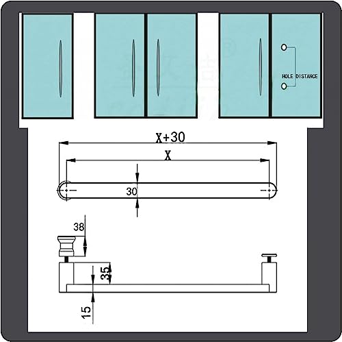 Poignée de porte coulissante en verre de douche inox durable - 3