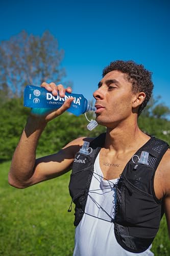 DORNNA Light Edition V1 - Laufweste Damen und Herren mit 2 Trinkflasche 500 ml, Running Vest, Laufrucksack, Trinkrucksack Laufen. (Schwarz, M-L)