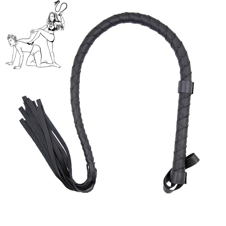 Image of SM Flogger Sex Play Whip Leather Flogger Braided Sex Whip Leather Whip Sex Spanking Paddle Sex Toys Bondage Accessories for BDSM SM Adult Sex Games Bondage (85 cm)