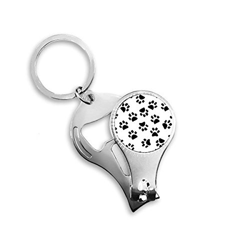 Porte-clés chat en métal bague multifonction avec illustration d'art empreinte animale