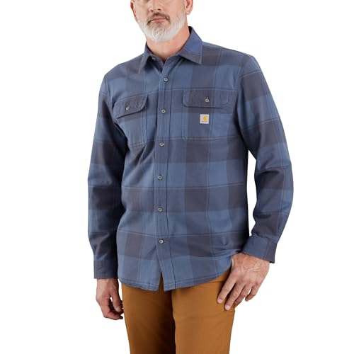 Image of Carhartt Men's Loose Fit Heavyweight Flannel Long-Sleeve Plaid Shirt