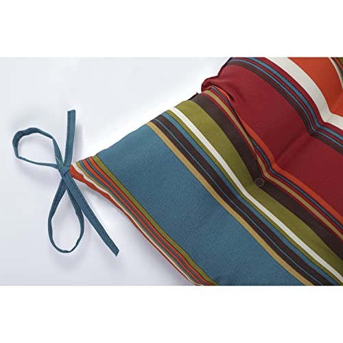 Pillow Perfect Outdoor/Indoor Westport Teal Tufted Seat Cushions (Square Back), 19" X 18.5", Stripe, 2 Count #TOP2