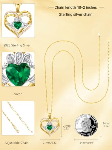 Irish Jewelry for Women Claddagh Necklace for Women Irish Necklace Heart Pendant 925 Sterling Silver Gold Plated St. Patricks Day Irish Gifts4