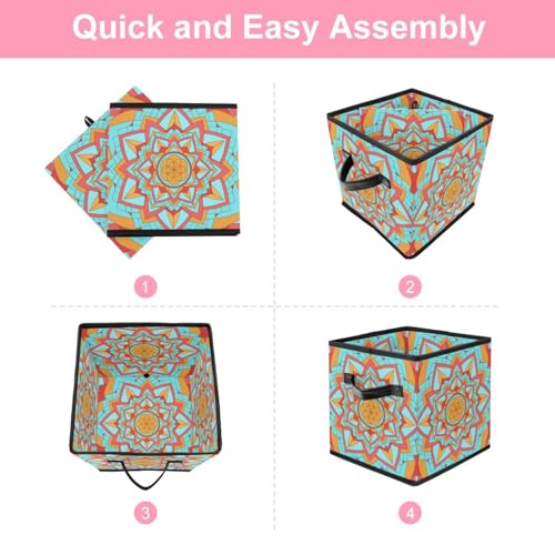 Cube de rangement pliable tissu motif géométrique pour optimiser dressing étroit - 6