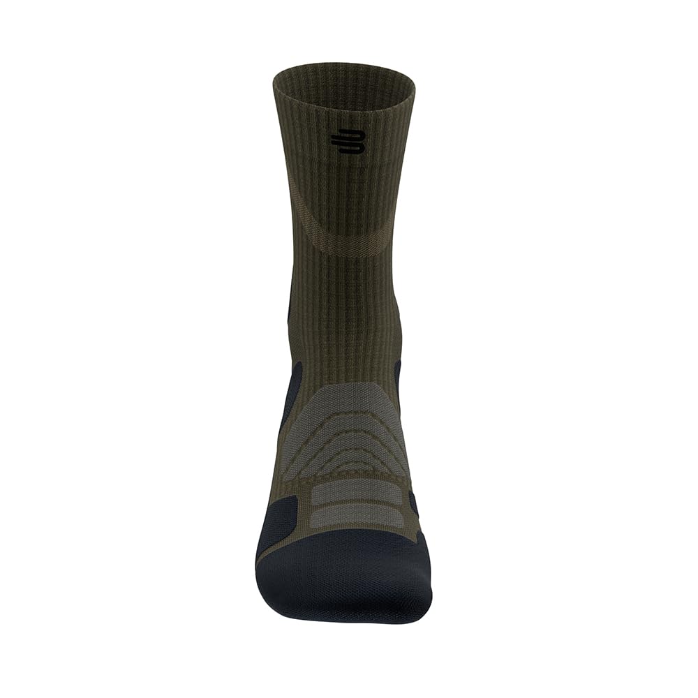 Bauerfeind Calzini da trekking Outdoor Performance Mid Cut Socks, per attività all'aria aperta, come trekking, hiking, 1 paio di calzini sportivi in lana (merino), verde muschio, 42-45