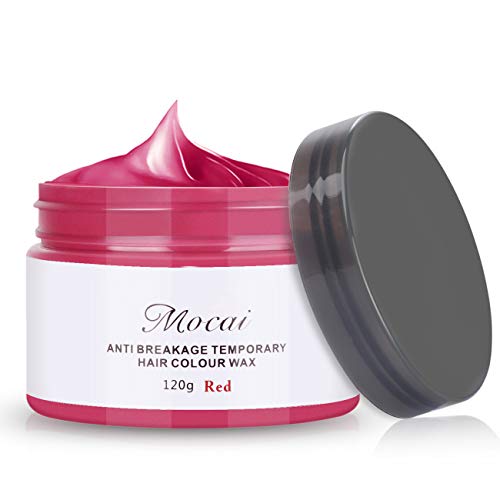 KINGMAS Hair Color Wax Wash Out Hair Color Temporary Unisex Hairstyle Cream Hair Pomades Natural Hair Gel 4.2 oz (Red)