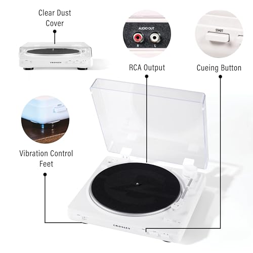 Image of Crosley T400D-WH Fully Automatic Bluetooth 2-Speed Turntable Record Player with Built-in Preamp, White