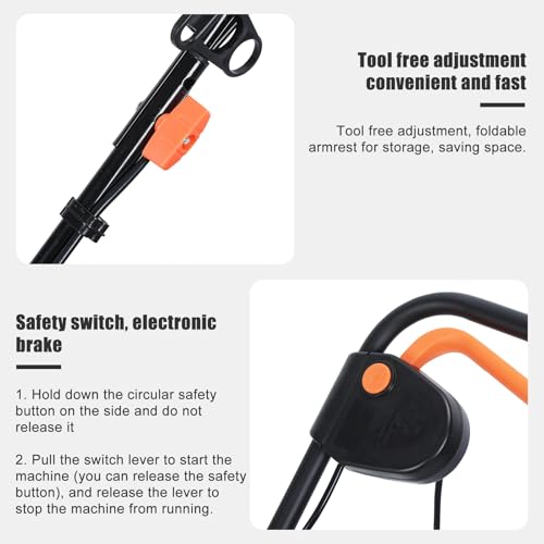 Cortacésped eléctrico, Cortacésped eléctrico autopropulsado inalámbrico 1600 W, tanque de hierba de 35 45 L, altura de corte ajustable 30 70 mm, bolsa 3 en 1 conductor caminante, eyección verde - imagen 9