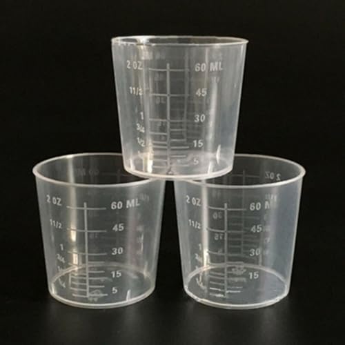 Lot de 30 tasses à mesurer graduées en plastique transparent de 60 ml - Récipient liquide de laboratoire pour sciences, école, fournitures de laboratoire, cuisine – vue 4