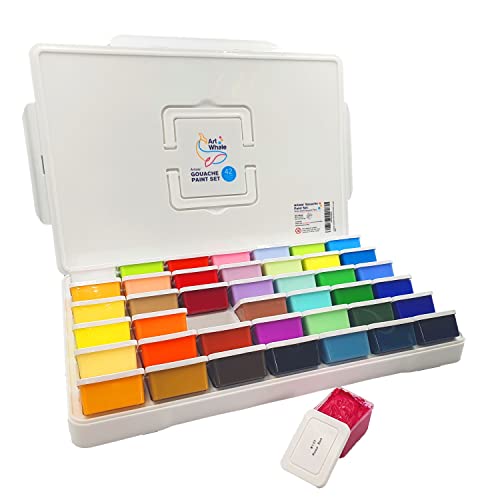 Art Whale Gouache Paint Set 42 Colors 50 Ml, 1.7 Fl Oz Cups With Lids In A Carrying Case Water-Based Paint Set For Painting On Canvas, Paper, Wood - Art Supplies For Adults, Students, And Kids #TOP21