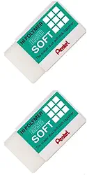 Borracha Hi-Polymer Eraser Soft Pentel Branco Pequena Kit 2 Unidades