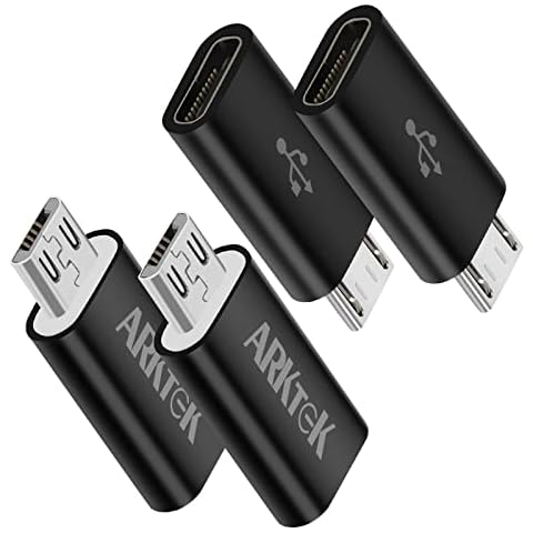 ARKTEK USB C to Micro USB Adapter,4-Pack Type C Female to Micro USB Male Convert Connector Support Charge & Data Sync Compatible with Samsung Galaxy S7 Edge S6 Nexus 5/6 and Micro USB Devices(Black) Cover