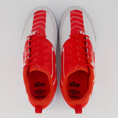 Chuteira Umbro Pro 5 Bump England Futsal Branca e Vermelha