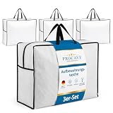 PROCAVE Aufbewahrungstasche f&uuml;r Bettdecken & Kissen 3er Set - Bettwarentasche gro&szlig; - Tasche f&uuml;r Bettw&auml;sche mit Rei&szlig;verschluss - Bettdecken Aufbewahrungstasche atmungsaktiv - Made in Germany