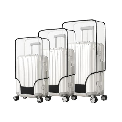 Image of Zulaxy Luggage Cover Set of 3 for Trolley Bags | Transparent PVC Suitcase Covers | Waterproof Dustproof Scratch Resistant Luggage Protector | Clear Travel Bag Covers with Zipper (20, 24, 28 Inch)