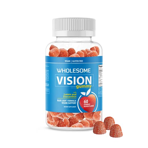 100% Natural Vision Gummies with Lutein and Zeaxanthin | Low Sugar, Vegan, Gluten Free | 60 Count Gummies | Lutein 20mg Zeaxanthin 4mg | Lutein Blue Light Formula Eye Supplements