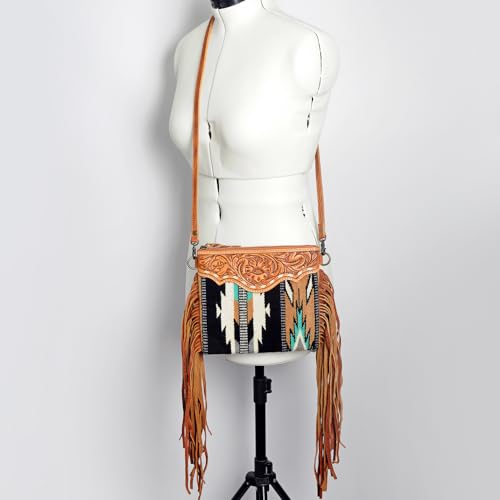 American Darling Cross Body Hand Tooled Hair On Genuine Leather Women's Western Handbag4