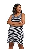 Knieumspielend Zizzi Damen Jersykleid Ärmellos Loose Casual Knielang Kleid Große Größen -Blau-46-48