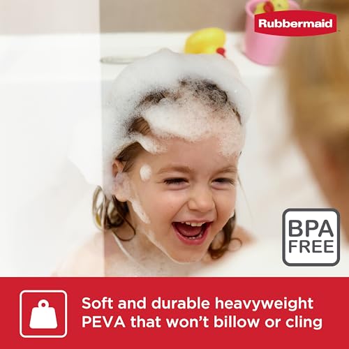Image of Rubbermaid Frosty Shower Curtain Liner, Waterproof Heavyweight 8g PEVA Shower Liner for Bathroom, with Weighted Magnets and Rustproof Charcoal Gray Grommets, 70x72, Standard Size, Frosty