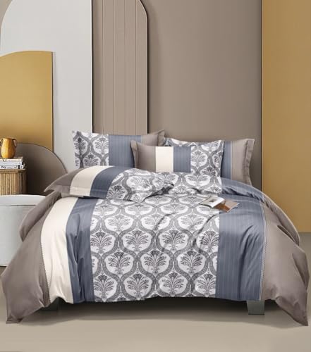 Image of 400 TC Cotton Feel Glace Cotton Fully Elastic Fitted Bedsheet Single Size Bed with 1 Pillow Cover (36 inch x 78 inch inches, Ottawa)