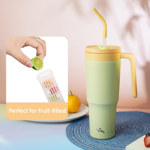 Image of Konokyo 40 oz Tumbler with Handle and Straw, Insulated Water Bottle