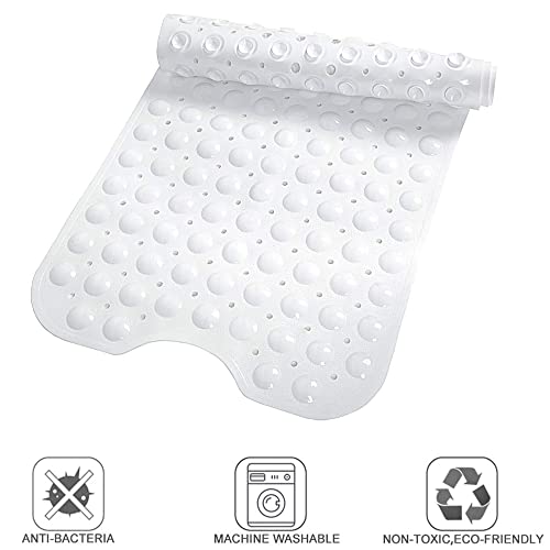 Comuster Bathtub And Shower Mats, Extra Long Non-Slip Bath Mat (39" X 16"), Machine Washable Bath Tub Mat For Bathroom (Pure White) #TOP2