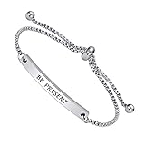 Inspirational Cuff Bracelet for Lady -BE PRESENT- Positive Quotes Engraved Dainty Jewelry Party Gift...