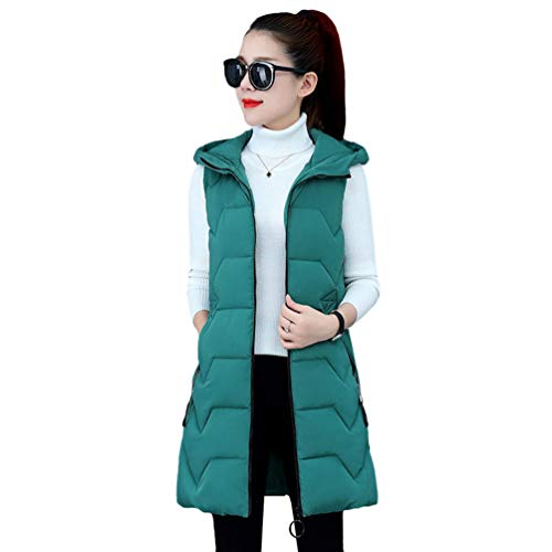 LaoZan Ligero Calentar Cárdigan para Capucha Mujer Chaqueta de Punto Térmico Sin Mangas Largo Abierto Casual Rebecas (Estilo 4,M) Cover