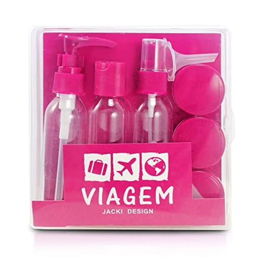 Kit Organiza Viagem 9 Peças Frascos Shampoo Creme Bolsa Mala Cor:Rosa Pink