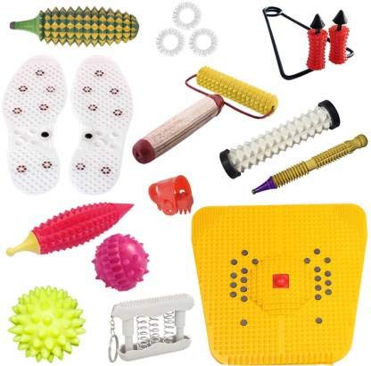 Ramdev Acupressure Acupressure Massager Tools Combo Kit with Multipurpose Roller Massager (Pyramidal cuts) + Bio-Magnetic Power Foot Mat (Magneto-Therapy) for Stress and Pain Relief (Natural Care)