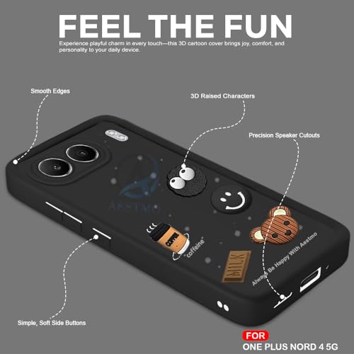 Image of AESTMO Back Case Cover | Cute Fun Cartoon 3D Ball | Coffee Silicone Case | Full Body Protection | Camera Protection Back Cover (Black, OnePlus Nord 4 5G)