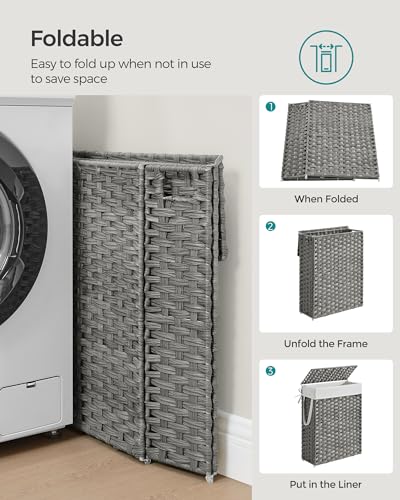 Songmics Slim Laundry Hamper Gray thumbnail 6