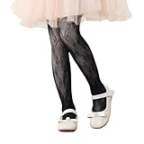 Zando Black Lace Tights for Girls Tights 7-8 Heart Butterfly Rose Patterned Tight Fishnet Stockings for Girls Black Tight Halloween Stockings Hollow Dance Pantyhose Summer Black Butterfly 5-8 Years