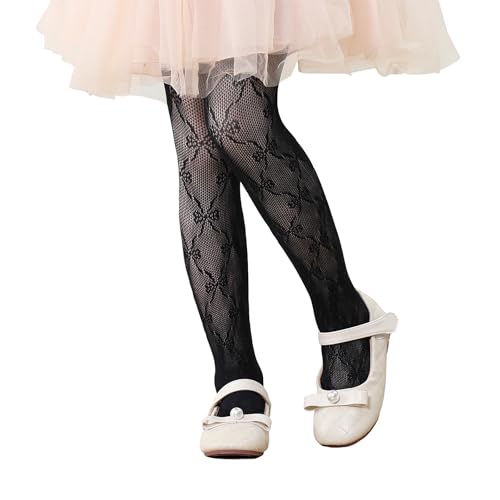 Image of Zando Girls Lace Tights Heart Butterfly Rose Patterned Fishnet Stockings for Toddler Girl Hollow Pantyhose 1T-12 Years