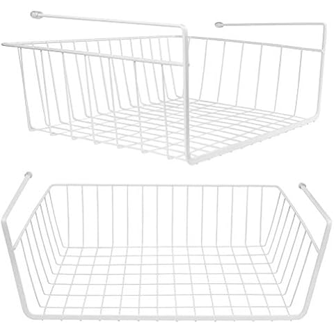Lawei 2er Set Regaleinhängekorb Metall Hängekorb Schrankkorb Regal zum Einhängen Küchenschrank Kleiderschrank Unterregal AufbewahrungsKorb Cover