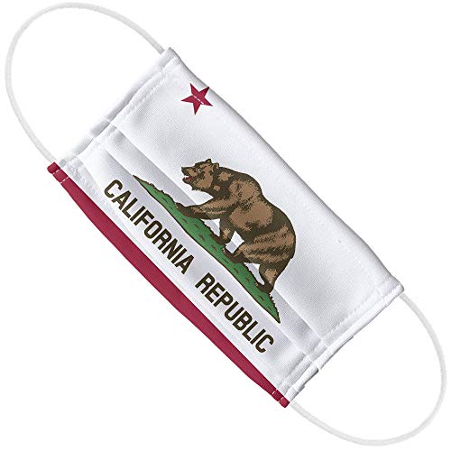 California Flag 1-Ply Reusable Face Mask Covering with Adjustable Nose Wire, Unisex