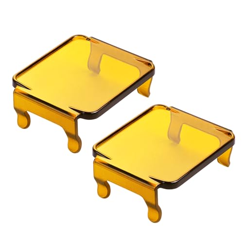 Image of Yellow LED Pods Covers 2pcs 3x3 LED Cube Light Bars Yellow Covers | Snap-on PC Protective Lens Yellow Pod Lights Cover for Offroad Driving Fog Ditch Lights