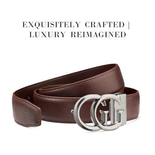 Image of Mens Microfiber Synthetic Leather Belt for Men - Adjustable Strap with Gold Buckle, Belt for Business & Casual