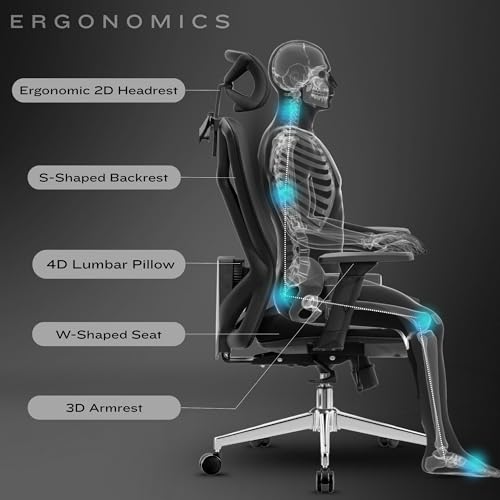 Image of Savvy Ergonomic Office Chair for Work | Multi-Lock Synchro Tilt Mechanism | 3 Year Warranty | 2D Armrest | Adjustable Lumbar | Black (Prejudice, Black - 3D arms, Seat Slider)