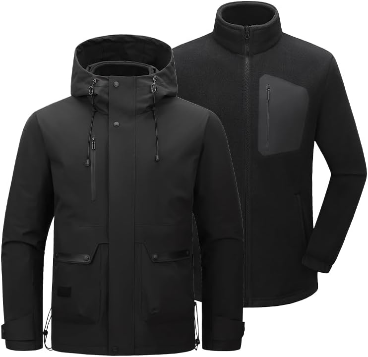 Unisex Waterproof 3 In 1 Ski Coat,Windbreaker Snow Coat Winter Jacket,Fleece Coat