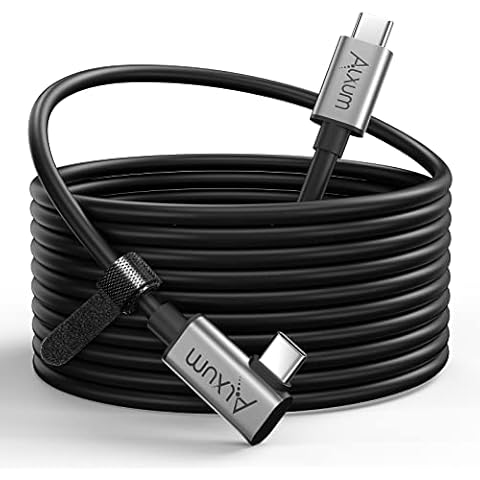 Alxum Quest 2 Link Cable USB C to 90 Degree C 5M/16.4FT,VR Charging Cable Compatiable for Oculus Quest, VR Headset and More Cover