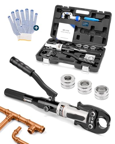 CHANHYD Copper Tube Fittings Hydraulic Pipe Crimping Tool with 1/2 inch,3/4 inch and 1 inch Jaw...